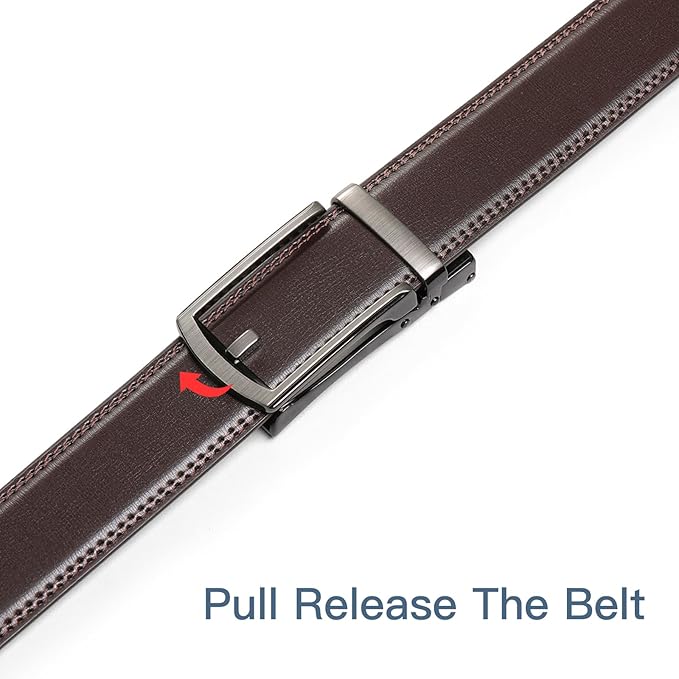 SENDEFN Men's Leather Dress Casual Belt 1 3/8" Automatic Adjustable Click Buckle Belts with Gift Box
