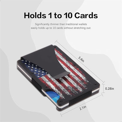 Flag Wallet for Men Minimalist Personalized Engraved Metal Wallet Slim Wallet Gifts for Soldiers Veteran Patriots(Flag 2)