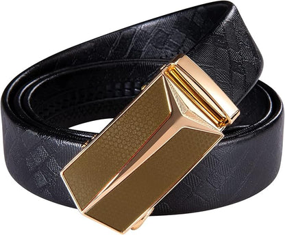 Dubulle Men's Ratchet Belt Gold/Black/Red/Green/Blue/White Automatic Buckle Business Casual Belt Gift - Adjustable Fit