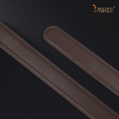 JASGOOD Ratchet Belt Replacement Strap 1 1/8", Leather Belt Strap for 35MM Slide Click Buckle