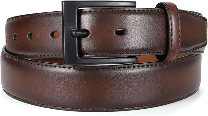 XZQTIVE TSA Belt For Men Metal Free Dress Belts Hypoallergenic Leather Belt With Black Buckle Nickle Free