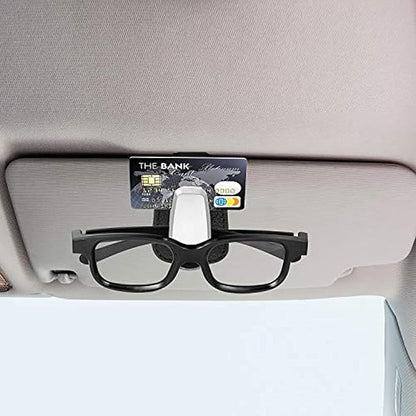 Mudder 2 Packs Sunglasses Holder for Car Universal Visor Sunglasses Holder Clip Leather Eyeglasses Hanger and Ticket Card Clip Eyeglasses Mount for Car(Black)