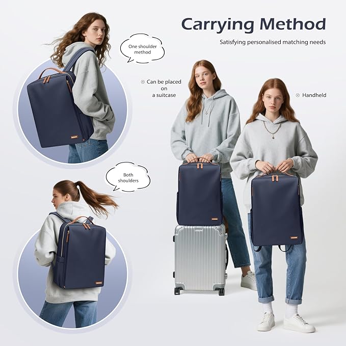 GOLF SUPAGS Stylish Laptop Backpack for Women Airline Approved Perfect for Work College and Travel Multi-Functional Casual Daypack Fits 15.6 Inch Notebook (Navy Blue)