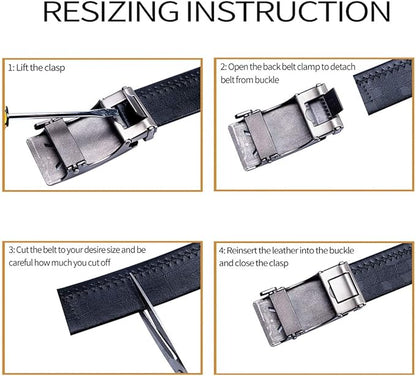 Barry.Wang Mens Belts Leather Ratchet Automatic Buckle Slide Click 1 3/8" Designer Dress Fashion Classic Casual Work Business
