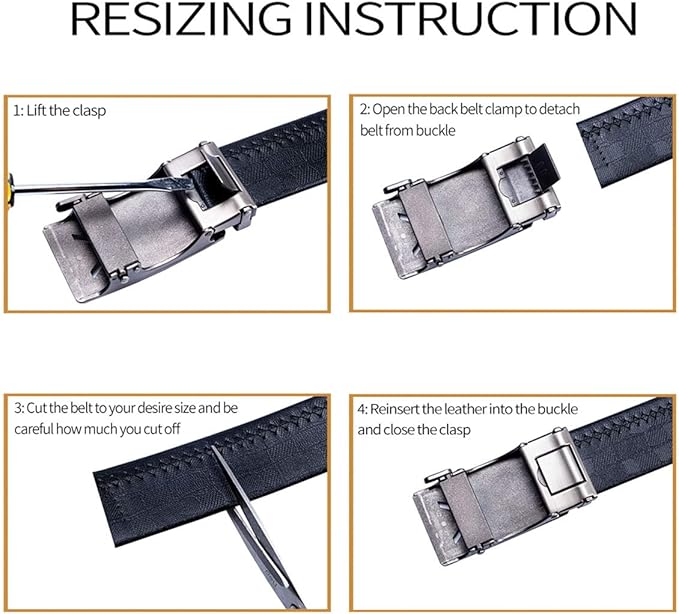 Barry.Wang Mens Belts Leather Ratchet Automatic Buckle Slide Click 1 3/8" Designer Dress Fashion Classic Casual Work Business