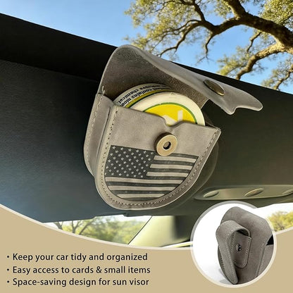 Car Visor ZYN Holder Faux Leather Pouch – Magnetic Snap Zyn Can Holster for Sun Visor, Premium PU Organizer for Pouch Cans, Universal Fit Car Interior Accessories for Men & Women (Brown)