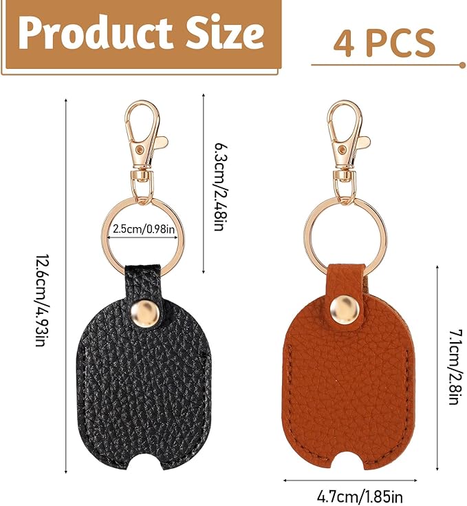 Tucnoeu 4 Pcs Leather Car Key Sleeves, Car Key Fob Cover, Replacement Leather Protector Auto House Covers for Cars Keys, Broken Keys Protector