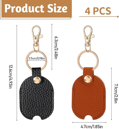 Tucnoeu 4 Pcs Leather Car Key Sleeves, Car Key Fob Cover, Replacement Leather Protector Auto House Covers for Cars Keys, Broken Keys Protector