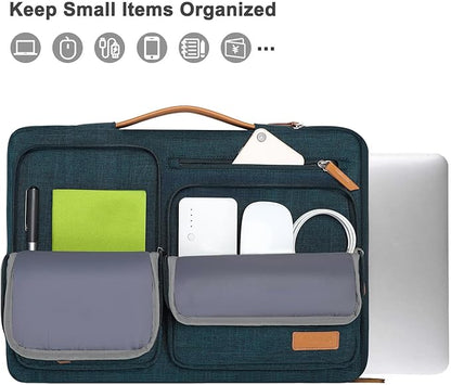 MOSISO 360 Protective Laptop Case 15 inch, 15 inch Laptop Sleeve Compatible with MacBook Air M4 M3 M2 2025 2024 2023, Dell XPS Plus, Side Open Carrying Case with 4 Zipper Pockets&Handle, Teal Green