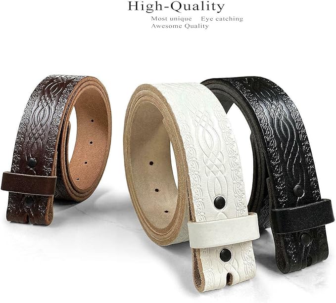 Genuine Full Grain Western Engraved Tooled Leather Strap or Belt 1-1/2" Wide