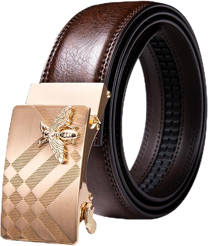 Dubulle Designer Mens Belts, Sliding Automatic Buckle Ratchet Dress Belt TOP Genuine Leather Strap Gifts