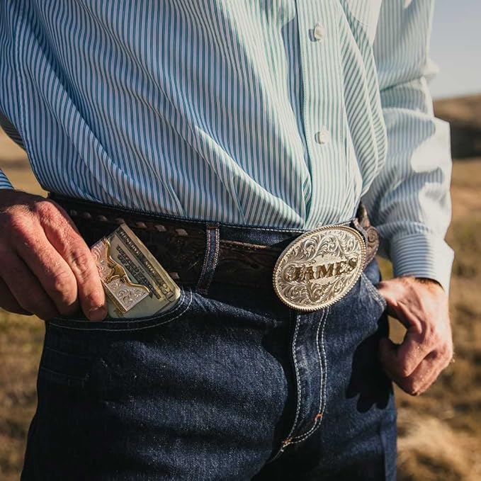 Montana Silversmiths Made in the USA Western Lifestyle Money Clip (Two-Tone Carved Longhorn)