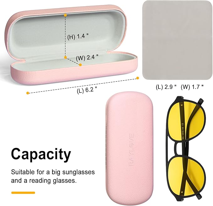 RayLove Glasses Case Hard Shell Eyeglass Case with Cleaning Cloth, PU Leather Protective Eye Glass Cases Fits Most Sunglasses