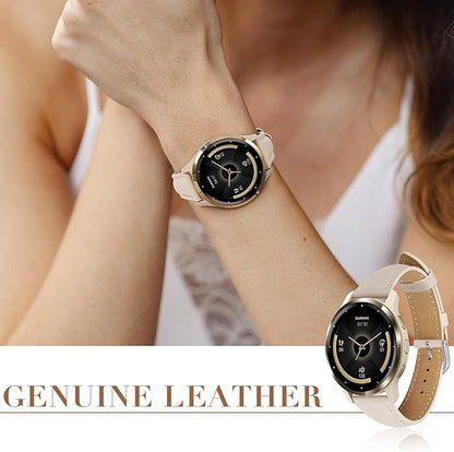 18mm Slim Leather Band Compatible with Garmin Venu 3S 41mm/Venu 4 41mm/Venu 2S/Vivoactive 4S/Vivomove 3S/Forerunner 255S/Forerunner 265S, Quick Release Thin Narrow Soft Strap for Women Men
