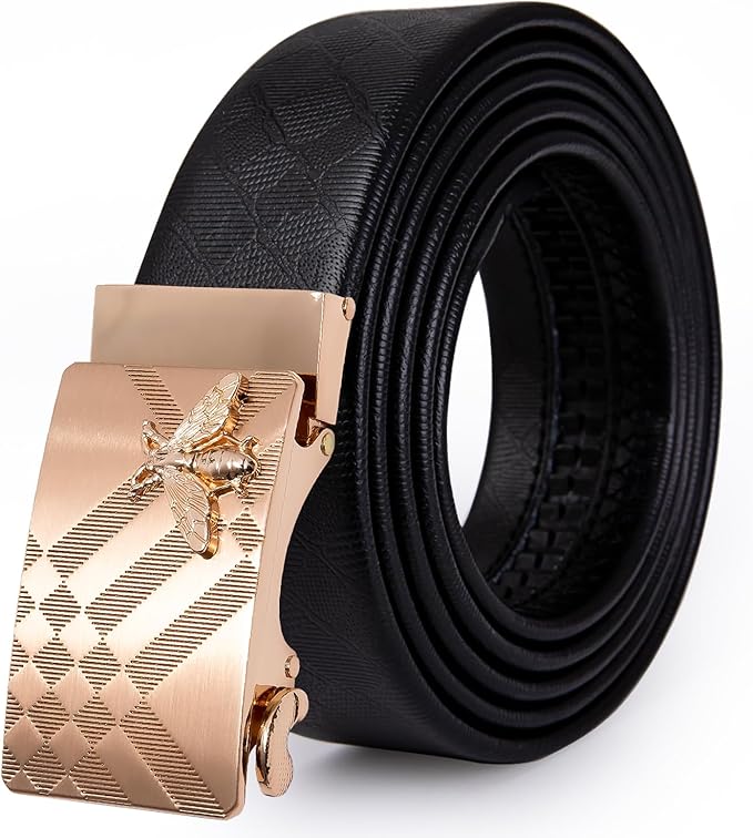 Dubulle Designer Ratchet Belt for Men Leather Fashion Adjustable Automatic Buckle Sliding Removable Dress Casual
