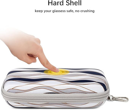 Double Eyeglasses Case Hard Shell Dual Sunglasses Organizer with Zipper Closure Travel Eyewear Storage for Vehicle