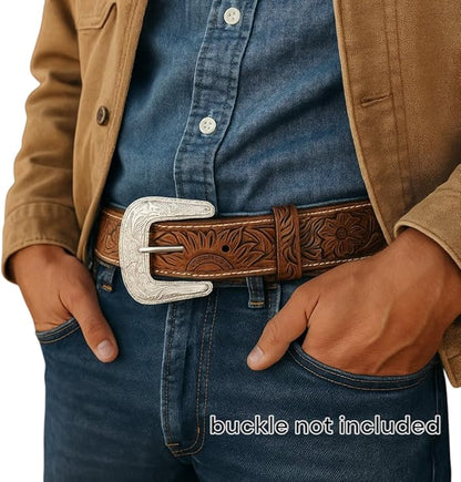 F&L CLASSIC Western Belt without buckle for men – Full Grain Leather Cowboy Belts for jeans - One Piece Leather strap belt