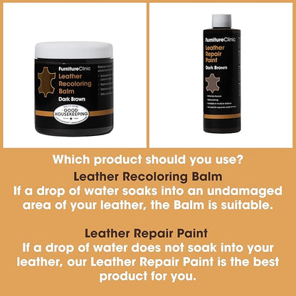 The Original Leather Recoloring Balm by Furniture Clinic - Dark Brown Leather Dye for Furniture, Couches & Car Seats - Restore Scratched, Faded, & Damaged Surfaces