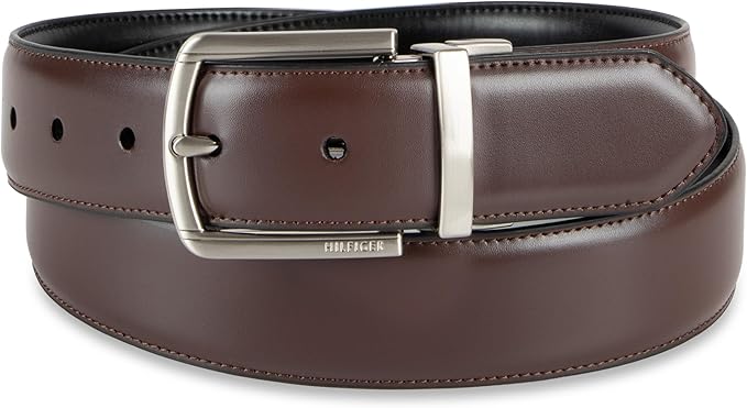 Tommy Hilfiger Men's Reversible Leather Belt, 2‑in‑1 Design for Dress Or Casual Wear