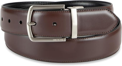 Tommy Hilfiger Men's Reversible Leather Belt, 2‑in‑1 Design for Dress Or Casual Wear