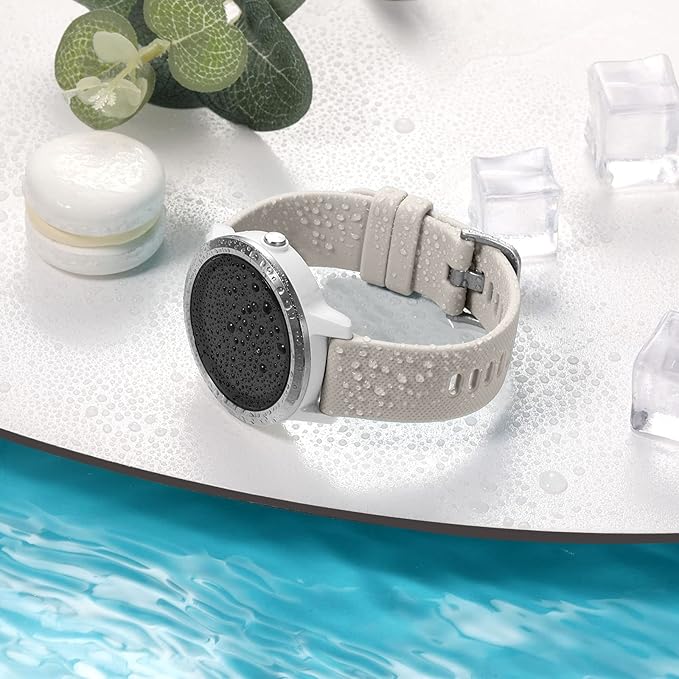 GEAK Compatible with Garmin Vivoactive 5 Watch Bands for Women, Silicone 20mm Quick Release Watch Band for Vivoactive 3/Vivoactive 3 Music/Garmin Venu/Venu Sq/Forerunner 645/245 Smartwatch Starlight