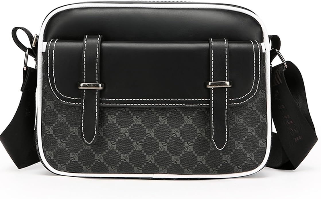 Crossbody Bag for Mens, Pu leather Cross Body Purse, Multi Pocket Shoulder Bag Messenger Bag for Travel Work Daily