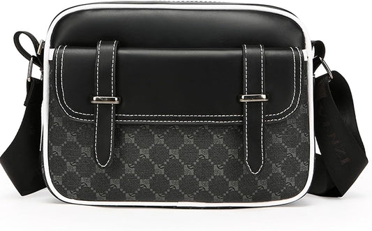 Crossbody Bag for Mens, Pu leather Cross Body Purse, Multi Pocket Shoulder Bag Messenger Bag for Travel Work Daily