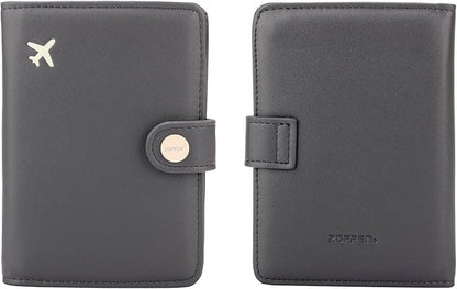ZOPPEN Passport Holder Women, Passport Cover Travel Wallet Rfid Blocking Passport Wallet Cover Case Travel Essentials Document Organizer, Dark Grey
