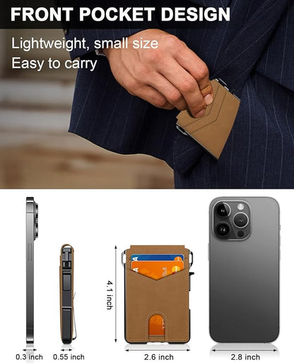 ZALVEX Wallet for Men, Mens Minimalist Wallet 9-13 Cards, Slim Compact Wallet with Money Clip & ID Window, RFID Blocking Smart Pop Up Card Wallet, Metal Aluminum Credit Card Holder Bifold Wallet