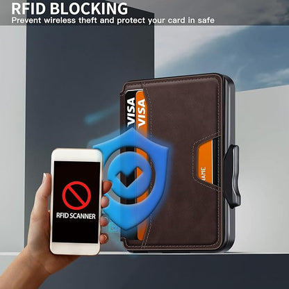 SEMORID Wallet for Men, Mens Wallet Minimalist Slim Wallet, RFID Blocking Smart Pop Up Wallet with Money Clip & ID Window, Metal Compact Wallet, Aluminum Credit Card Holder Wallet