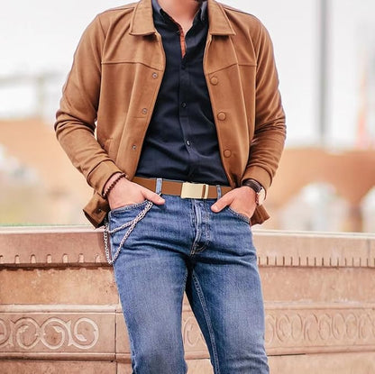 Founders & C Men's Ratchet Belt 1 3/8",Leather Dress Belt Adjustable with Click Sliding Buckle Trim to Exact Fit