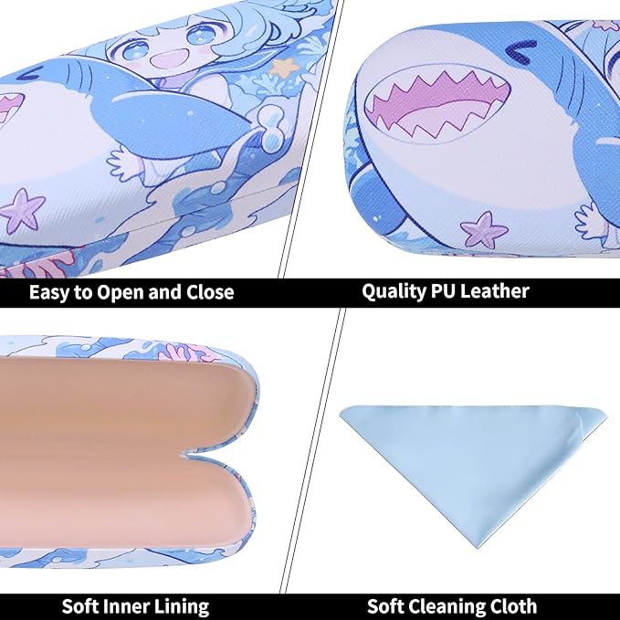 PERFECTSIGHT Hard Shell Eyeglasses Case, PU Leather Protective Glasses Case, Cute Eyeglass Case for Women Men Girls