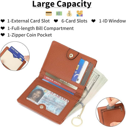 GAEKEAO Wallet Women RFID Blocking Small Bifold Vegan Leather Ladies Mini Purse with ID Window Zipper Change Pocket