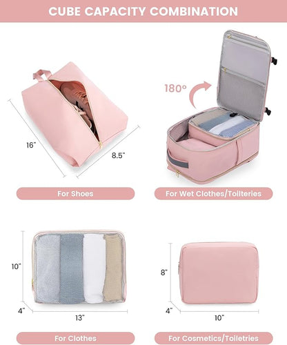LOVEVOOK Large Travel Backpack for Women, TSA Carry on Backpack for Airplanes, 40L Personal Item Travel Bag for Women fits 17" Laptop,Waterproof Carry on Bag Airplane Approved with 3 Packing Cubes