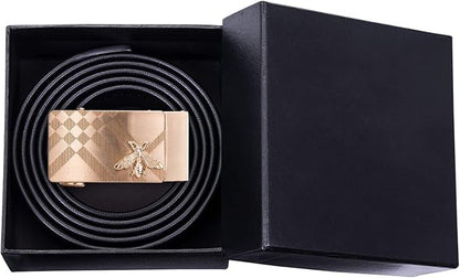 Dubulle Designer Ratchet Belt for Men Leather Fashion Adjustable Automatic Buckle Sliding Removable Dress Casual