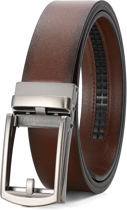 SENDEFN Men's Leather Dress Casual Belt 1 3/8" Automatic Adjustable Click Buckle Belts with Gift Box