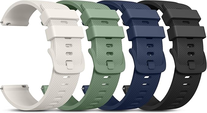 Vanjua 22mm Watch Bands Quick Release Replacement Wristband, 4 Pack Soft Silicone Waterproof Sport Straps Band for Men Women