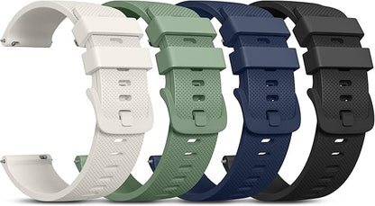 Vanjua 22mm Watch Bands Quick Release Replacement Wristband, 4 Pack Soft Silicone Waterproof Sport Straps Band for Men Women