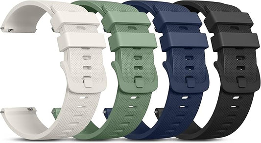 Vanjua 20mm Watch Bands Quick Release Replacement Wristband, 4 Pack Soft Silicone Waterproof Sport Straps Band for Men Women