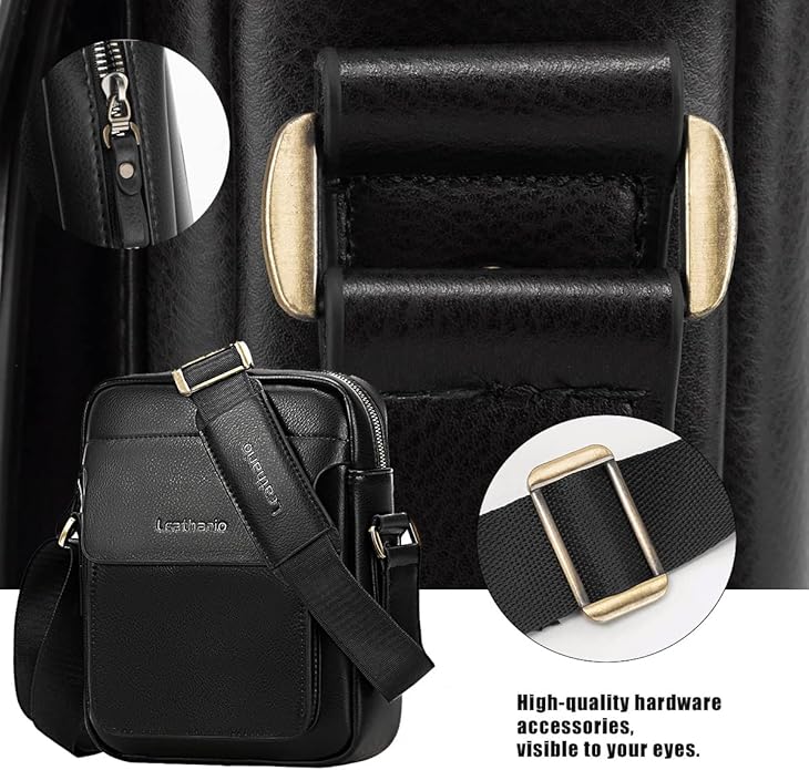 Leathario Crossbody Bag For Men Vegan Leather Shoulder Messenger Purse Sling Satchel Bag For Work Business Travel | Vegan Leather, Purse, For Work, Business, Travel