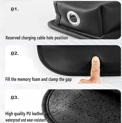 2 Pack Universal Fit Premium Leather Car Seat Gap Filler Organizer, Center Console Organizer for Car SUV Truck (Black，2 Pack)