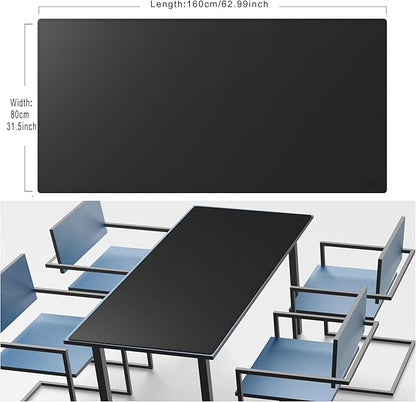 Cacoy 63" x 31.5" Extra Large Leather Desk Mat, Office Desk Pad Blotter, Oversized Mouse Pad for Home & Work, Waterproof Computer Desk Protector, Huge Gaming Desktop Mat for Keyboard & Mouse (Black)