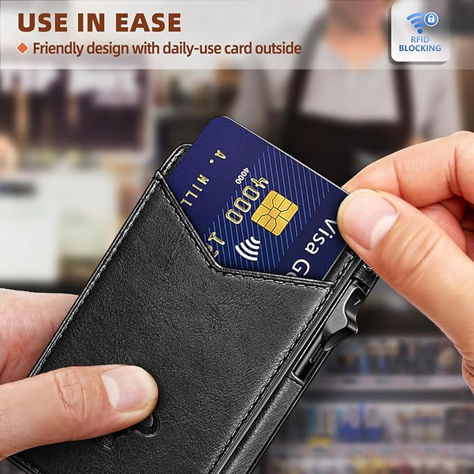 BULLIANT Men Wallet Gift Boxed,Slim Front Pocket Wallet Money Clip Card Holder 3.8"x2.7",Pop-up Access