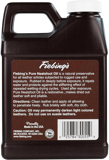 Fiebing's 100% Pure Neatsfoot Oil 16 oz - Leather Conditioner & Preservative with All Natural Animal Oil - Waterproof, Soften, Restore, & Strengthen Leathercraft Shoe, Boot, Belt, Saddle, Couch, Purse