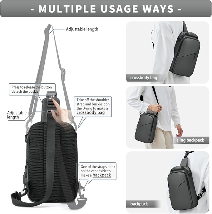 Messenger bag for Men,Small Sling Crossbody Backpack Shoulder Bag for Men Women,canvas Strap Backpack Sling Bag