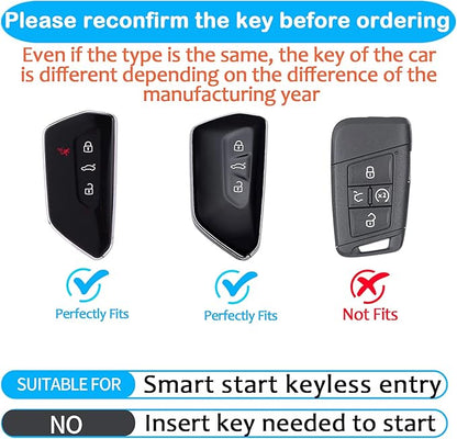 Sindeda for Volkswagen Key Fob Cover with Keychain Soft Full Protection Key Shell Key Case Compatible with VW MK8 Golf/GTI Skoda Octavia (Blue)