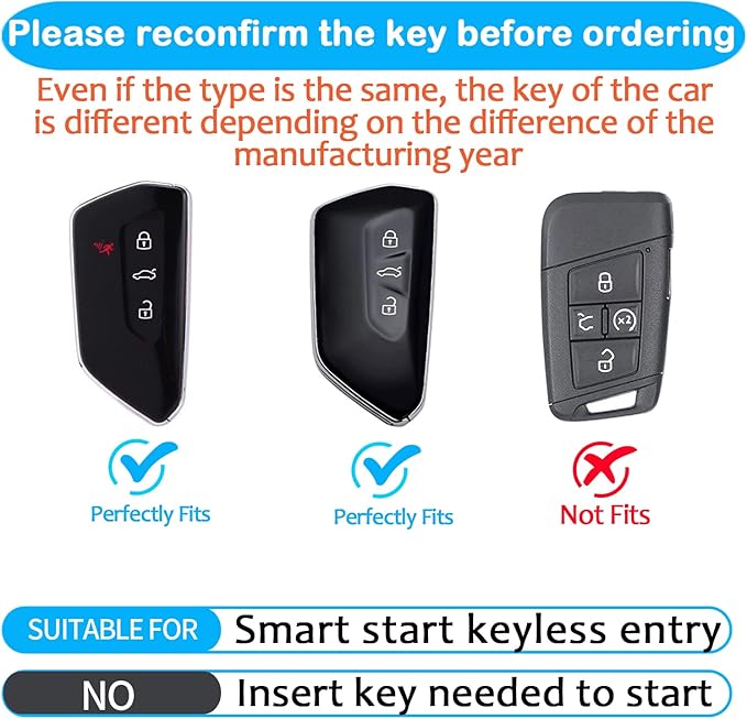 Sindeda for Volkswagen Key Fob Cover with Keychain Soft Full Protection Key Shell Key Case Compatible with VW MK8 Golf/GTI Skoda Octavia (White)