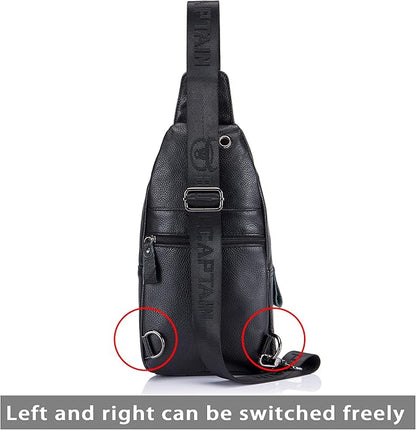 LUKZIJAES Genuine Leather Sling Bag for Men