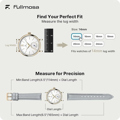 Fullmosa Watch Band, Quick Release Leather Watch Strap for Men Women, Replacement Bands Width 12mm 14mm 16mm 18mm 19mm 20mm 21mm 22mm 24mm