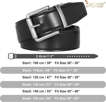JASGOOD Men's Belt, Reversible Leather Belts for Men for Dress Pants, One Reverse For 2 Sides Casual Belt